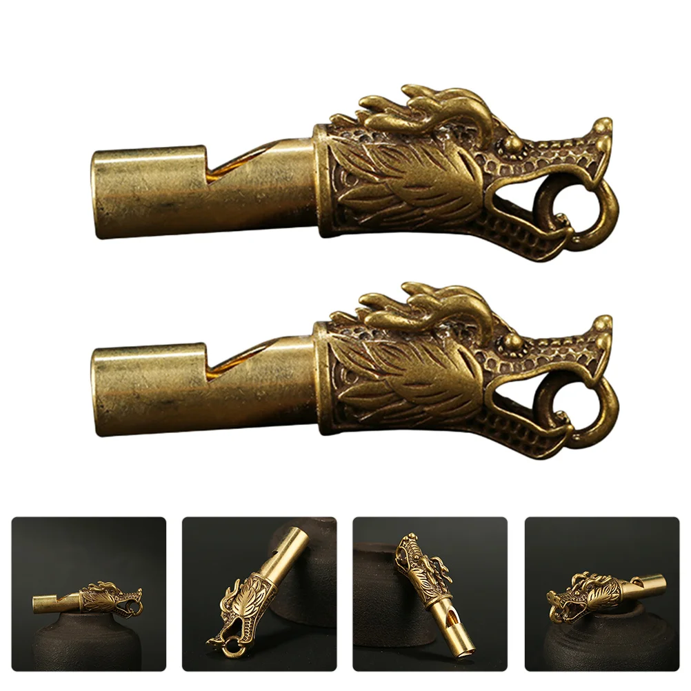 

2 Pcs Faucet Whistle Portable Key Chain Toy Camping Metal Copper Survival Safety Child Rings