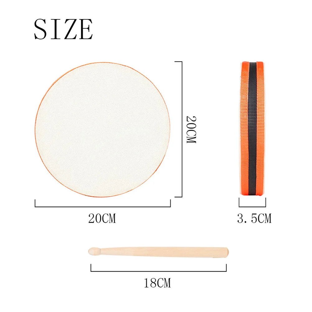 Mini tambor de mano para niños, juguete musical, instrumento de percusión de madera, tambores para bebés, juguetes para niños pequeños, tambor de cintura de educación temprana, superficie lisa No