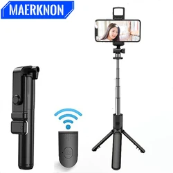 Mobile Selfie Stick with Fill Light Live Broadcast Tripod Bluetooth Remote Control Folding Telescopic Stick for iPhone Samsung