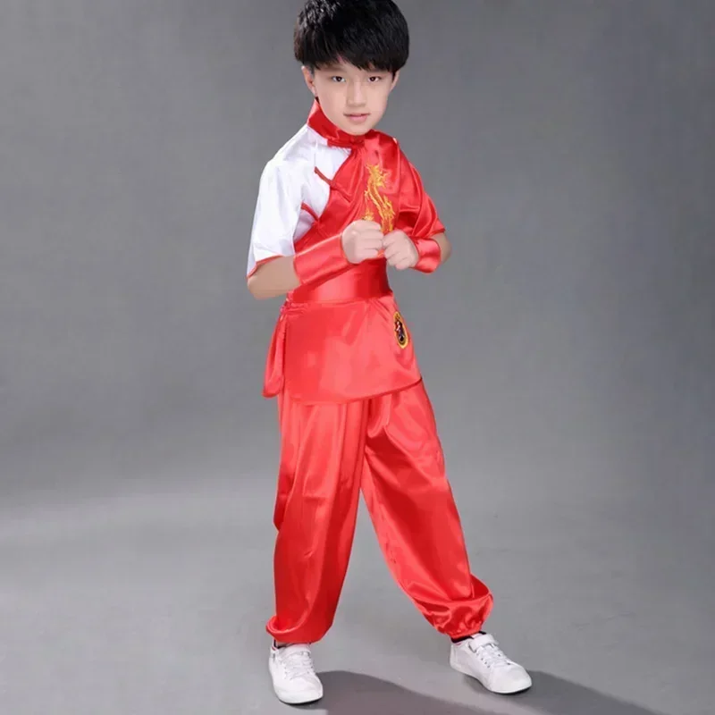 Traje para niñas y niños, conjunto de traje de actuación en escenario, ropa tradicional china Wushu para niños, uniforme de artes marciales, Kung Fu