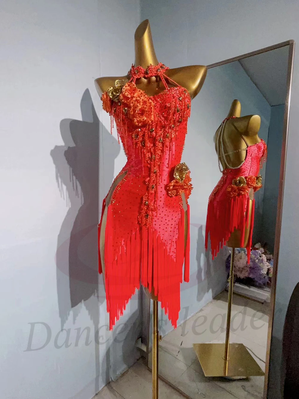 ชุดเต้นรำละติน AB Stone สำหรับผู้หญิง ผู้ใหญ่ และเด็ก ชุดเดรสพู่ดอกไม้สั่งทำระดับไฮเอนด์ ชุดแสดงแซมบ้า