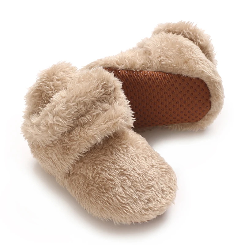 Neugeborenes Baby, Junge, Mädchen, weiche Fleece-Booties, Stay On, Säuglingshausschuhe, Socken, Schuh, rutschfester Greifer, Kleinkind-Erstwanderer, Winter-Knöchel – Detail 38