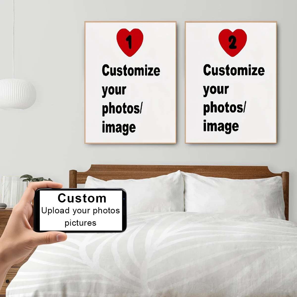 2pcs/set Custom Canvas Printing Personalized Photo Suitable for Family Life Pets Scenery Couple Weddings Home Decor Poster Gifts