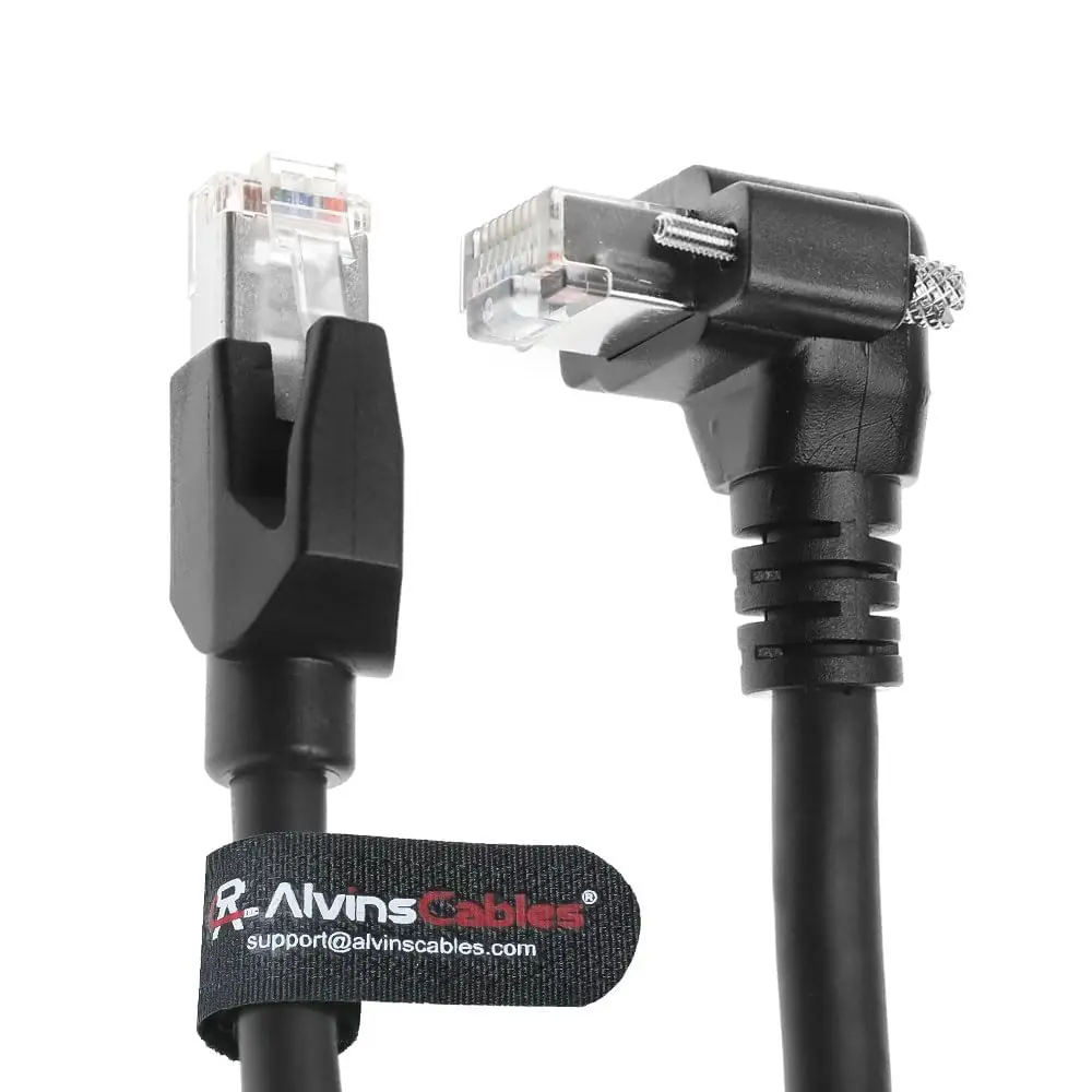 Alvin's Cables GigE Vision Cable Vertical RJ45 Screw Lock Industrial Ethernet Cable Shielded CAT6a High-Flex Drag-Chain