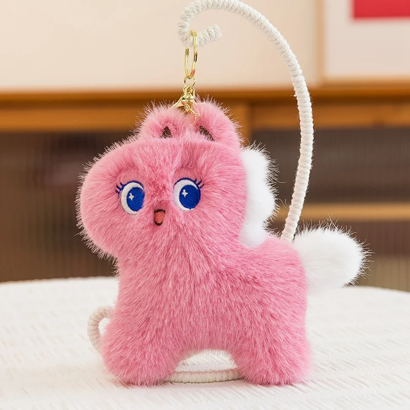 Vocal bonito cavalo chaveiro brinquedo de pelúcia kawaii boneca de pelúcia saco pingente decoração mochila pendurado presente de ano novo