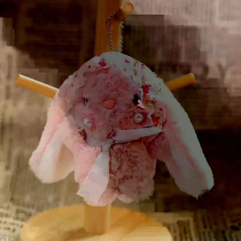 دمية أرنب محشوة كرتونية XM1PC، سلسلة مفاتيح لطيفة، زينة معلقة للحقائب، هدايا أعياد الميلاد، لعبة أرنب قطيفة