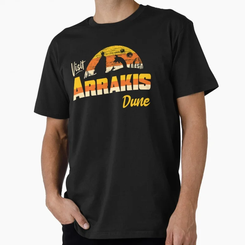 

Visit Arrakis 1104 Sandworm Vintage Spice Planet Sci fi Gift T shirt for man Large size Tops Retro Dune Graphic Print Clothes