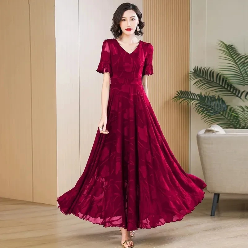 hm evening dresses Elegant Navy Blue Off Shoulder Cape Sleeves Evening Dress SS111 – DreamyVow main image 0