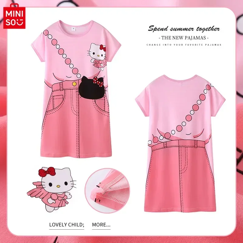 

Miniso Kawaii Baby Boy Clothes Children's Clothing Girls Cartoon Anime Skirt Pajamas Dress Casual Clothing Cute Baby Mother Kids