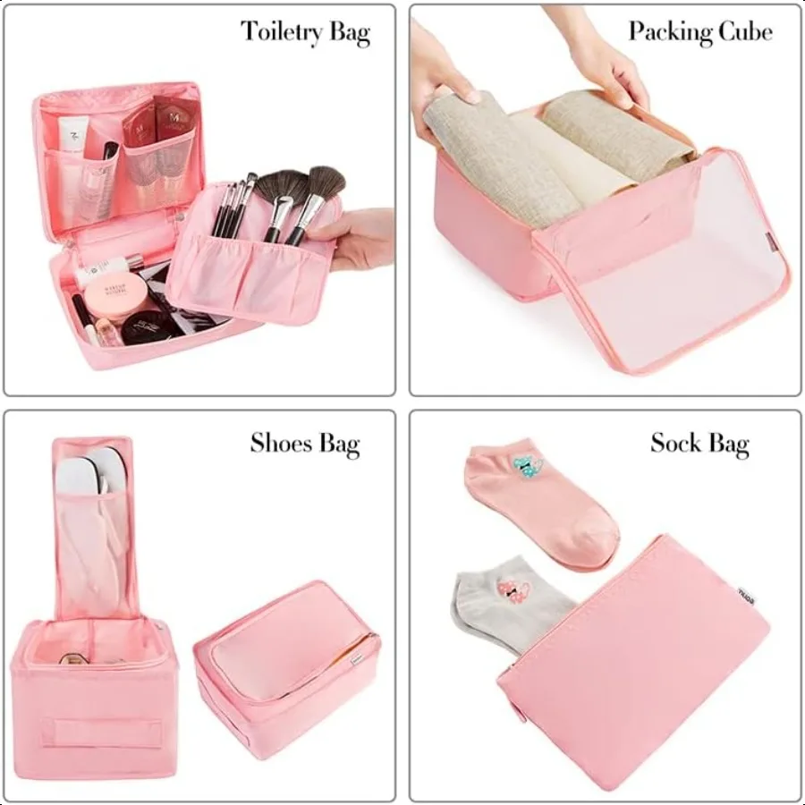 8 Set Packing Cubes Lage Packing Organizers for Travel Accories Blush Pink