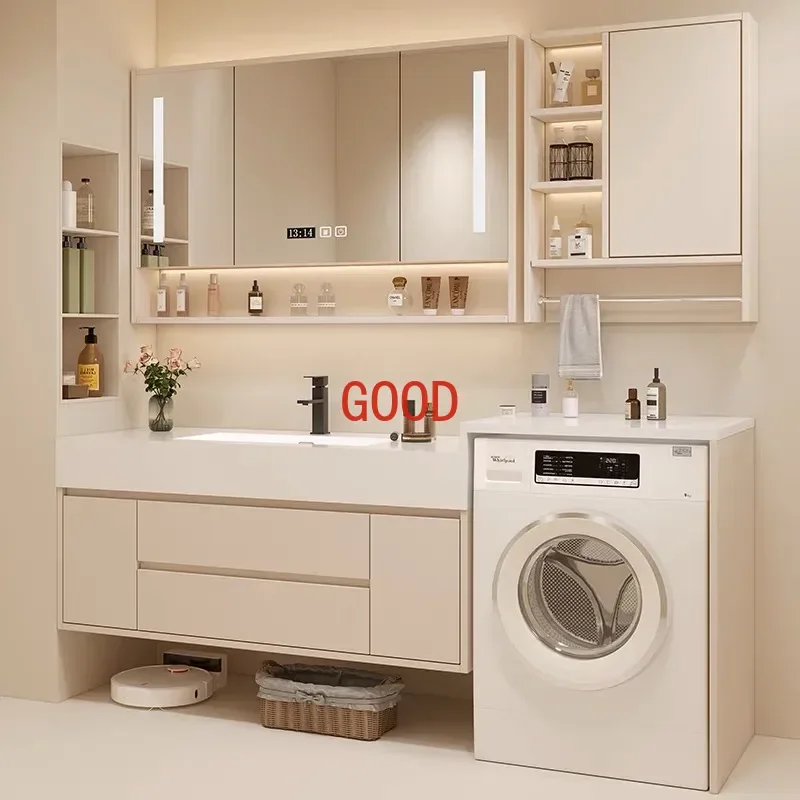 Intelligent Bathroom Cabinet Rock Slab Seamless Ceramic Integrated Basin Bathroom Washbasin Combination Toilet Furniture