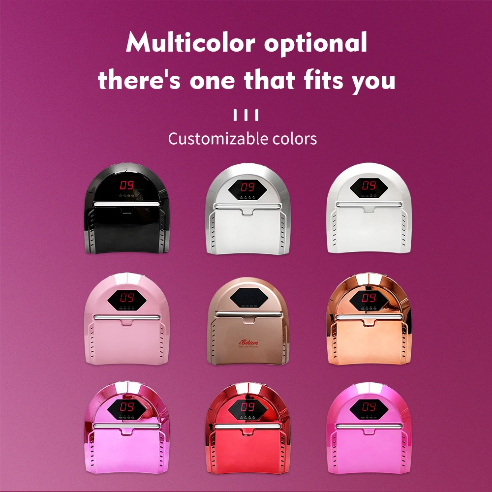 72W Custom Color Pink Black Professional Cordless Pro Nail Dryer Lamp 2 In1 Double Hands Fan UV Led Nail Lamp Rechargeable