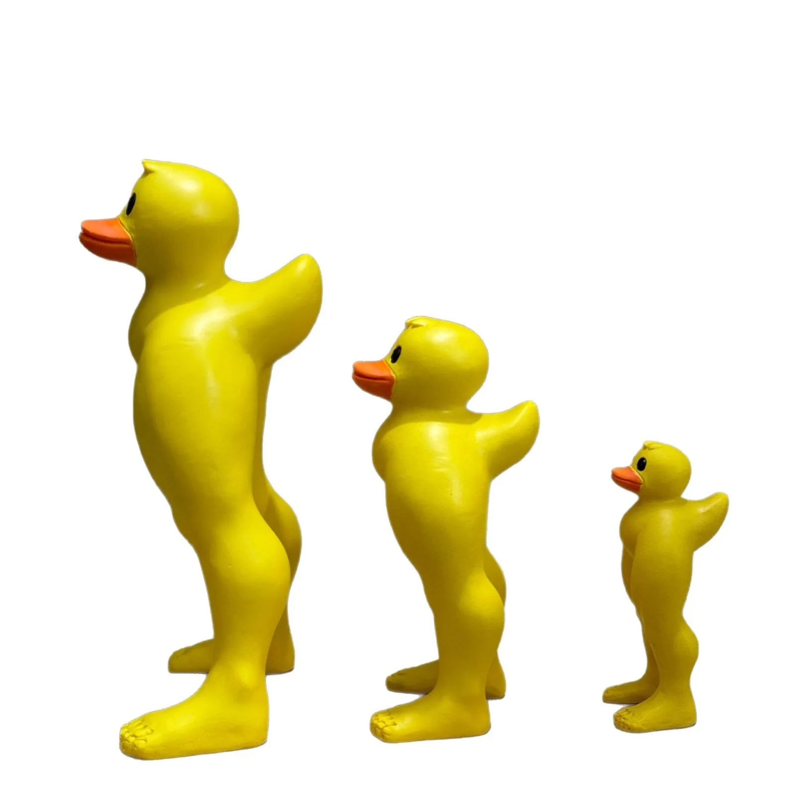 1PC S Size Muscle Leg Yellow Duck Ornament Funny Standing Duck Creative Home Car Interior Decoration Perfect Gift