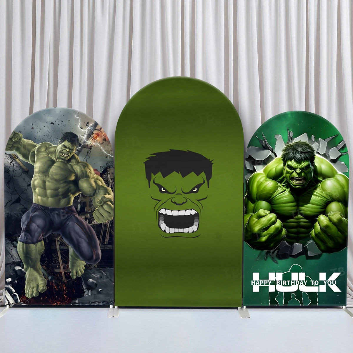 

TB Marvel Cartoon Hulk Arch Backdrop Cover for Boys Birthday Party Decoration Photography Background Wall Props Elastic Fabric