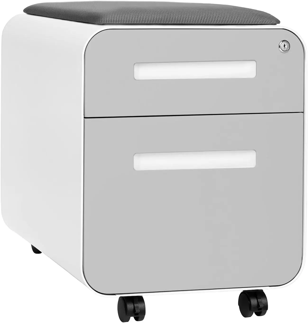 Laura Davidson Furniture STOCKPILE Mini Seated 2 Drawer Mobile File Cabinet with Removable Magnetic Cushion Seat - Short Version