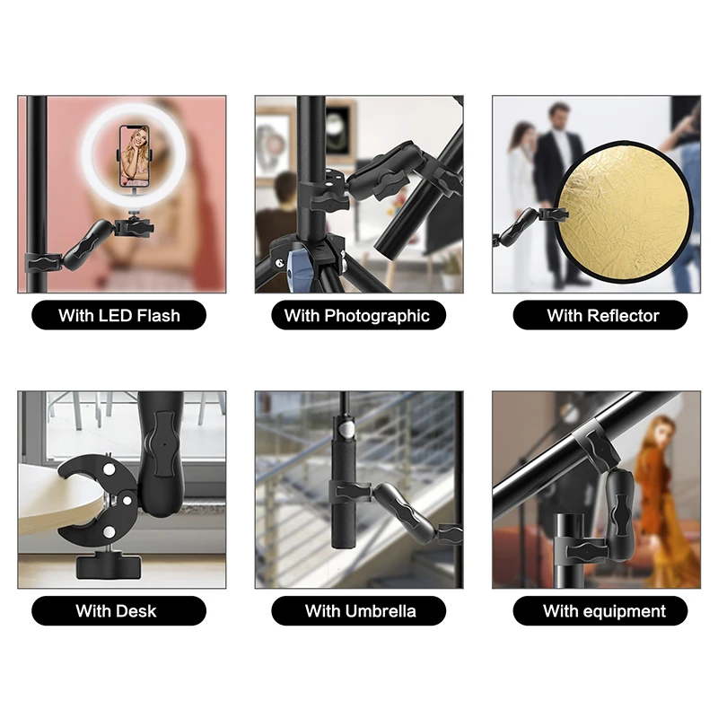 Double Super Clamp Camera Mount Magic Socket Arm Bracket for Umbrella Pole Monitor Photography Reflector Studio Accessories