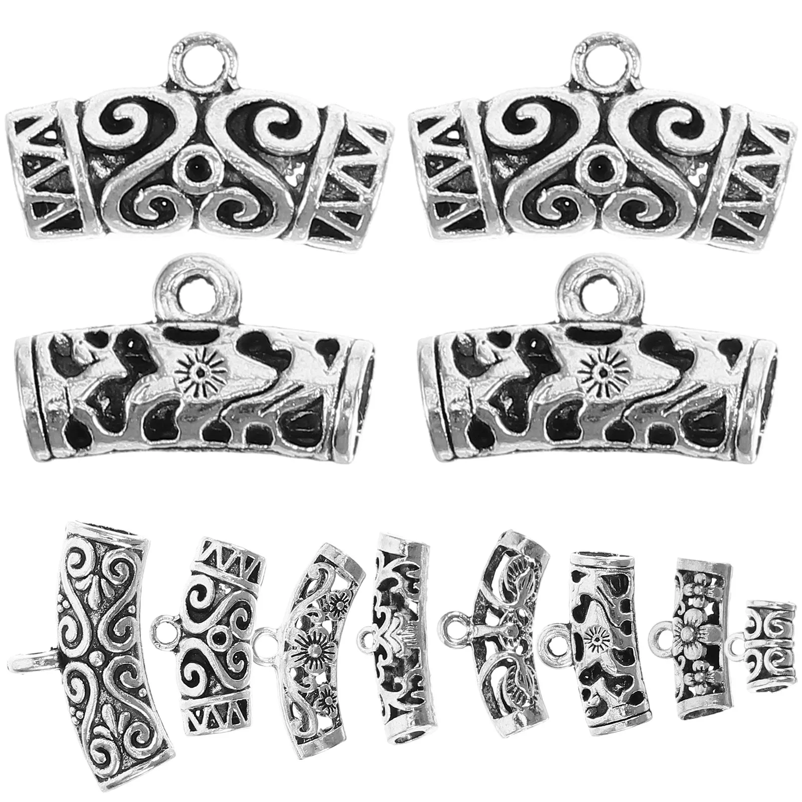 

1 Box Alloy Pendant Spacer Bail Tube Shaped Hanging Charm DIY Necklace Bracelet Making Accessories for Jewelry Crafts