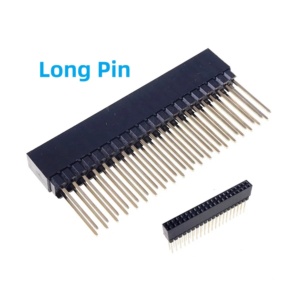 4Pcs 2x20 Pins Female Header 2.54m Pitch Extra Tail Dual Row Long Pin One Two Three Spacer  PCB Connector Strip for Raspberry Pi