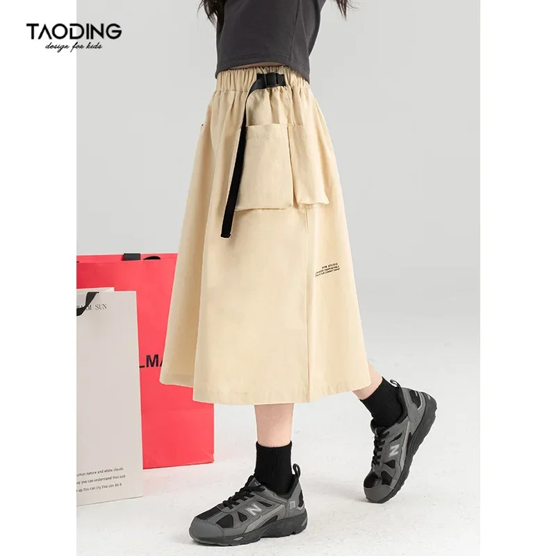 Baby Girl Dress Girls Skirt Summer 2024 New Children Solid Color All-in-one Tooling Long Fashion Comfort Casual Skirt