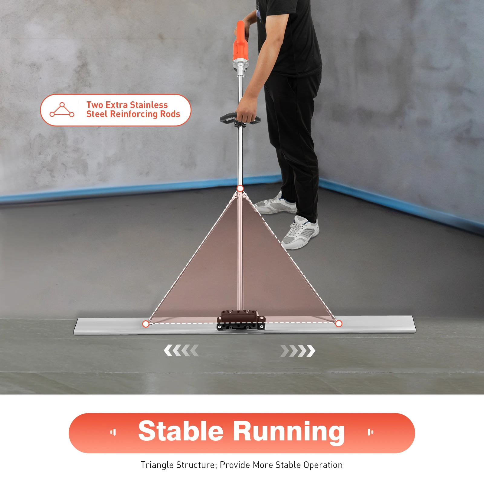 Schermo vibrante per calcestruzzo senza fili da 21 V con motore da 48 W Batteria da 7500 mA per strada e cantiere