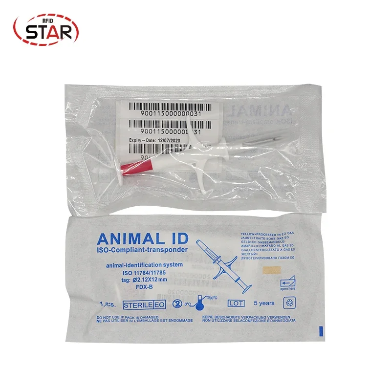 (10 قطعة/الوحدة) 2.12*12 ملليمتر 134.2 كيلو هرتز رقاقة زجاجية تتفاعل لتحديد الحيوانات الأليفة رقاقة حقن البلاستيك حقنة البقرة خنزير الحصان