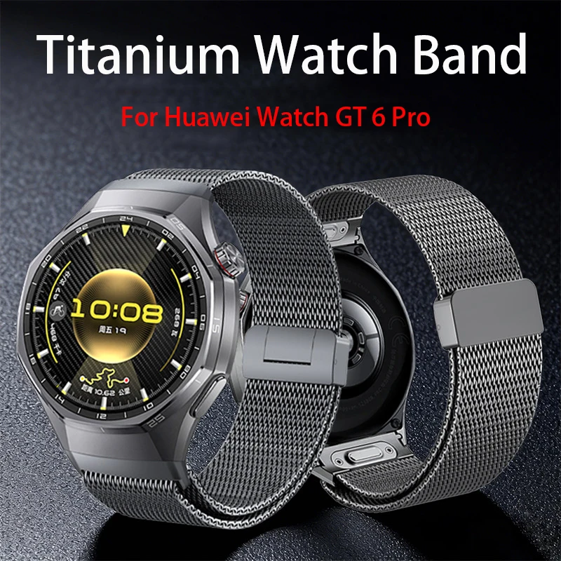 no-gaps-metal-milanese-loop-strap-for-huawei-watch-gt6-pro-magnetic-buckle-titanium-strap-for-huawei-watch-gt6-pro-46mm
