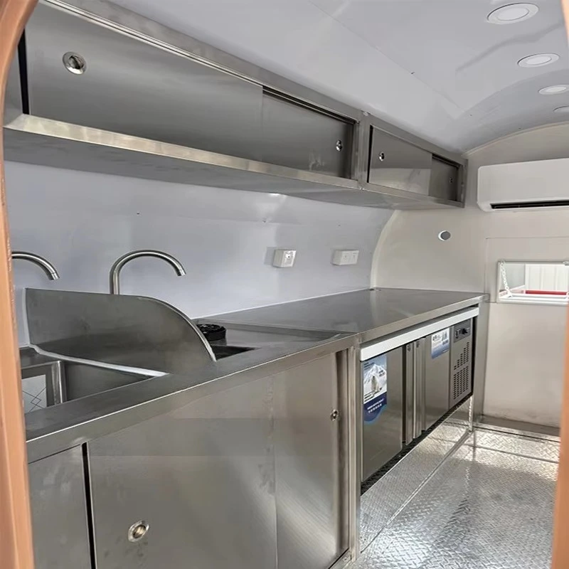 مجهزة بالكامل شارع المطبخ الألياف الزجاجية مقطورة للوجبات الخفيفة رقائق الوجبات السريعة حالة جديدة رائجة البيع شاحنة غذاء متنقلة تجارية