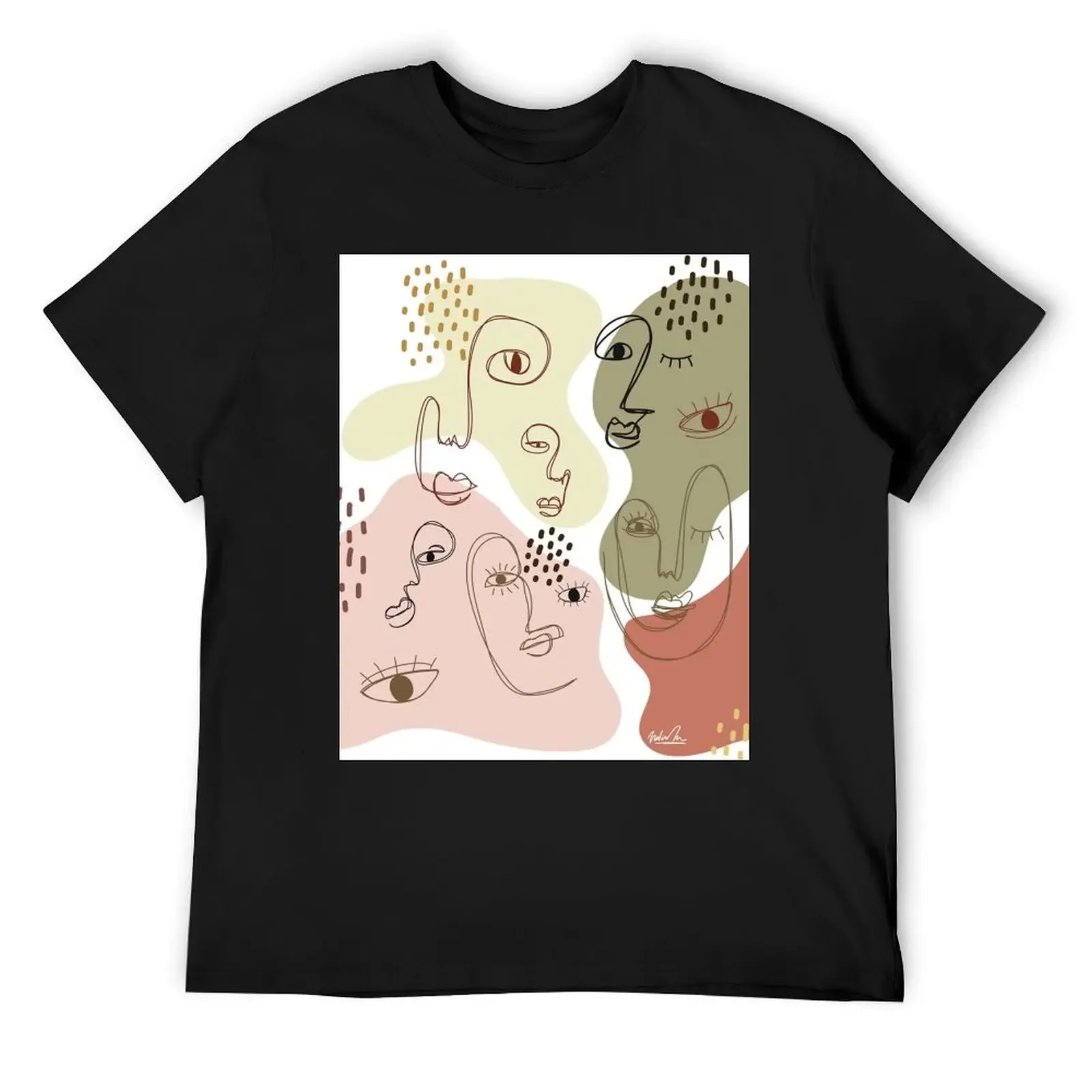 

Abstract Faces T-Shirt Blouse anime shirt cute tops men clothings