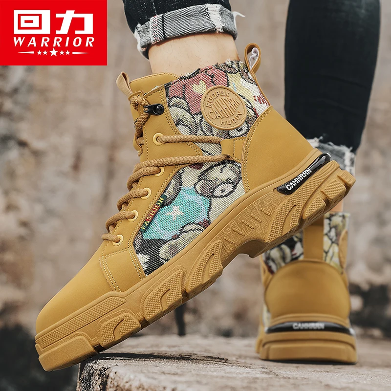 Warrior Winter Boots Men Work Climbing Shoes Leather Hiking Motorcycle Casual Shoes Outdoor Men\'s High Tops Sneakers