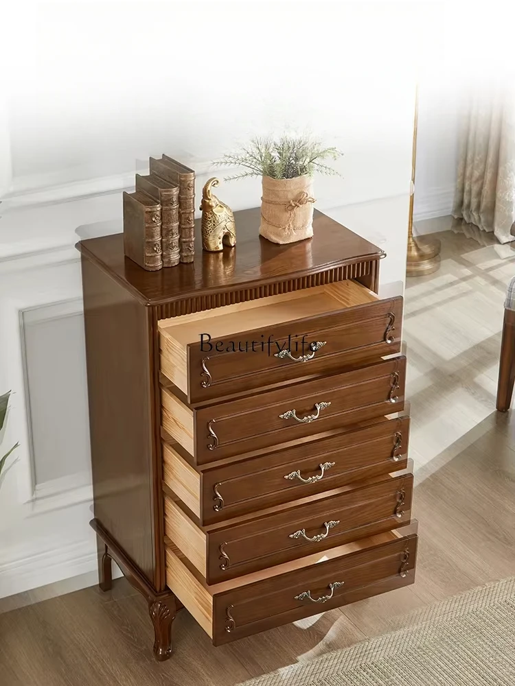 

American chest of drawers solid wood retro storage porch small chest against the wall