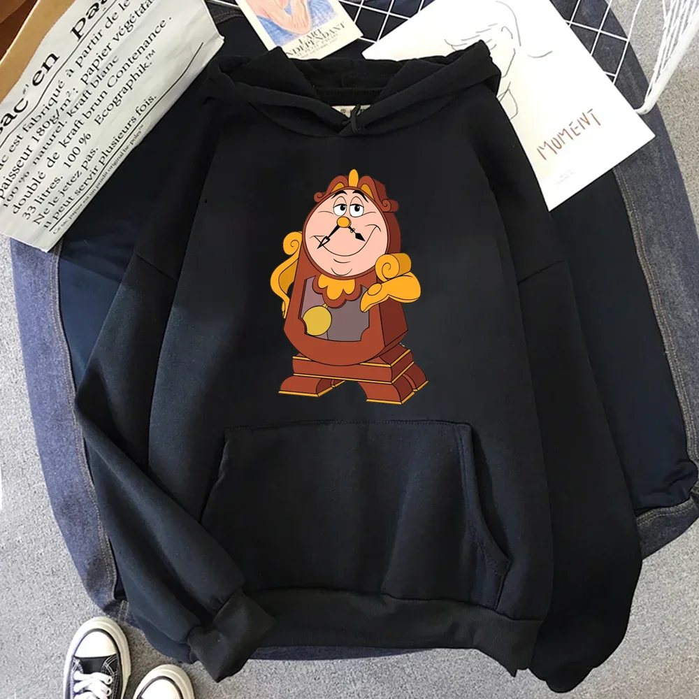 Disney Hoodie Fashion Beauty and Beast Cartoon Print Autumn Sweatshirt Cute Harajuku Unisex Women\'s Pullover Pocket Tops