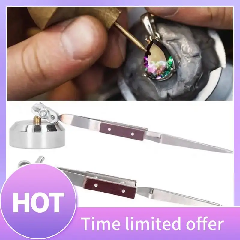 

B69C Universal Bracket Welding Tweezers Hand Tool Bending Mouth Rebound Welding Pliers Third Pointer Tweezers With Base Durable
