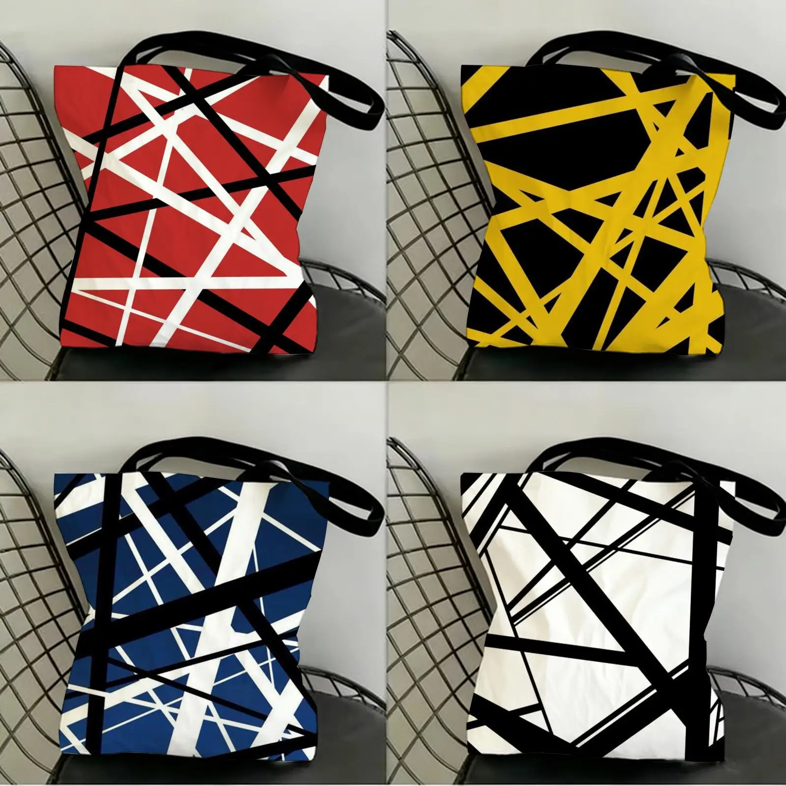 

Van H-Halen Storage Bags Canvas Double-Sided Print Fashion Shoulder Tote Shopping Bag Gift Eco Handbags