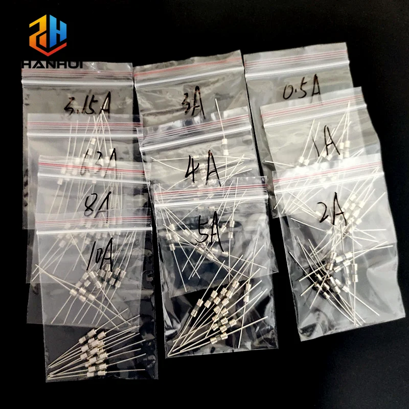 200Pcs 3.6x10mm Fast Blow Glass Tube Fuses with Pins, 250V Fast Break Circuit Breaker Assortment Kit 0.5A-10A for Electronics
