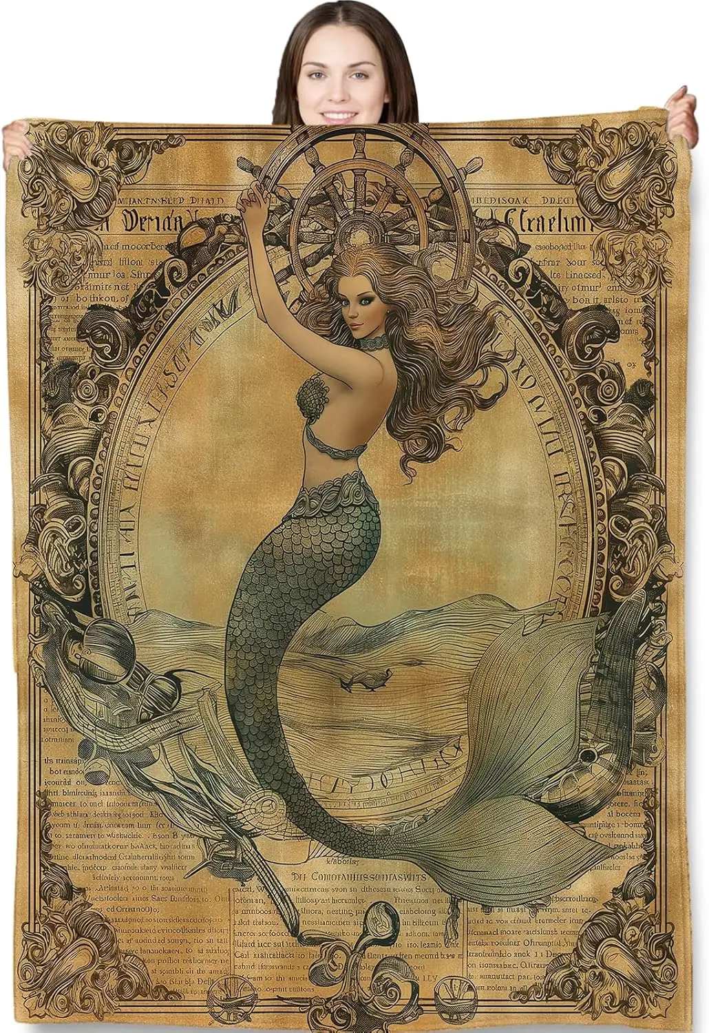 Luxury Mermaid Tapestry Wall Hanging Art Throw Blanket Vintage Baroque Siren Greek Decor Home Accent Piece