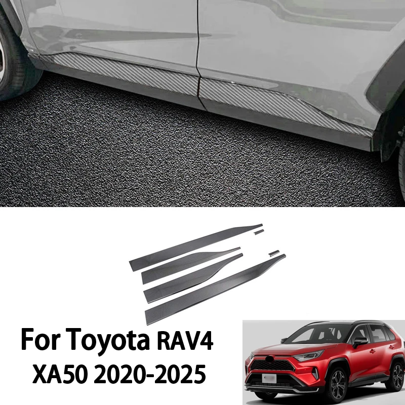 

For Toyota RAV4 XA50 2020-2025 ABS Carbon Fiber Texture Body Trim Door Trim Anti Collision Door Side Strip Styling Accessories