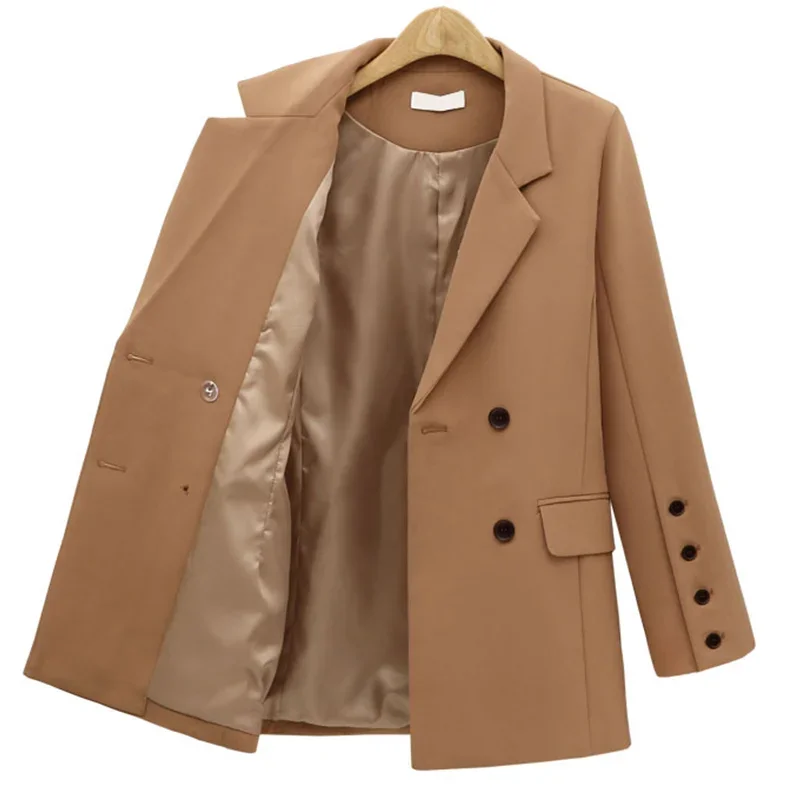 Neue Damen Herbst und Winter lässig Blazer einfarbig lose lose mittellange Damen zweireihige übergroße Blazer Frauen