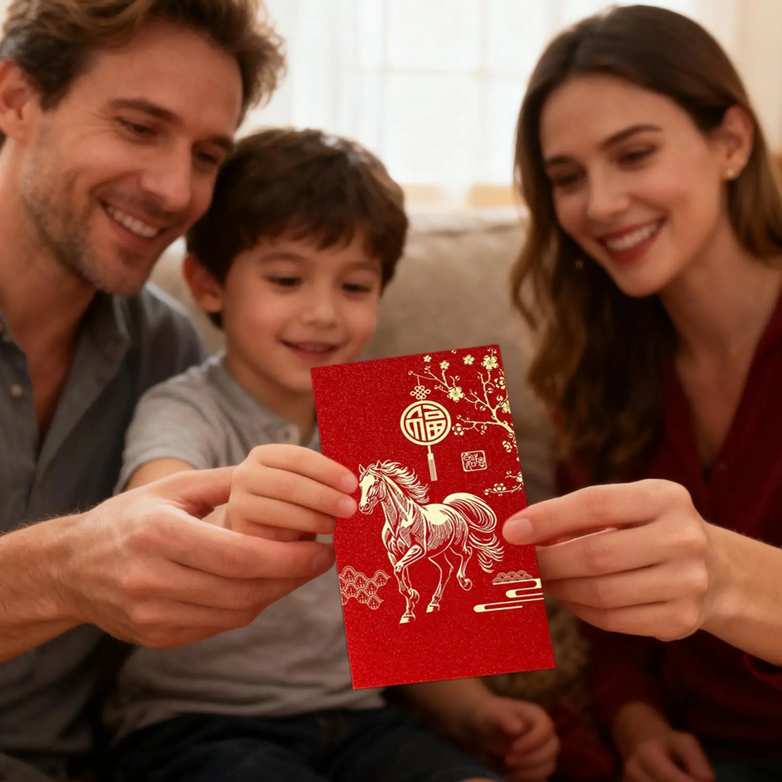 مظاريف النقود الحمراء 6 قطع حزمة عملات معدنية على شكل حصان 2026 نمط سحابة ميمونة مغلفات حمراء للعام القمري الجديد للأولاد والبنات #3