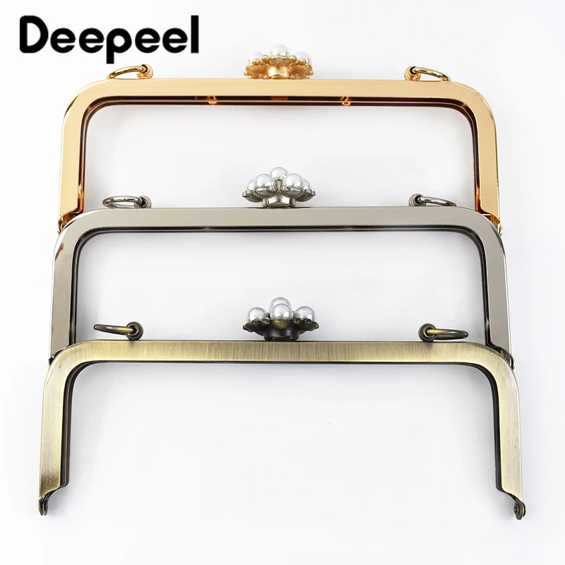 1/2/3/5Pcs Metal Bag Handle Pearl Kiss Clasp Purse Frame Women Handbag Wallet Handles Sewing Brackets DIY Hardware Accessories