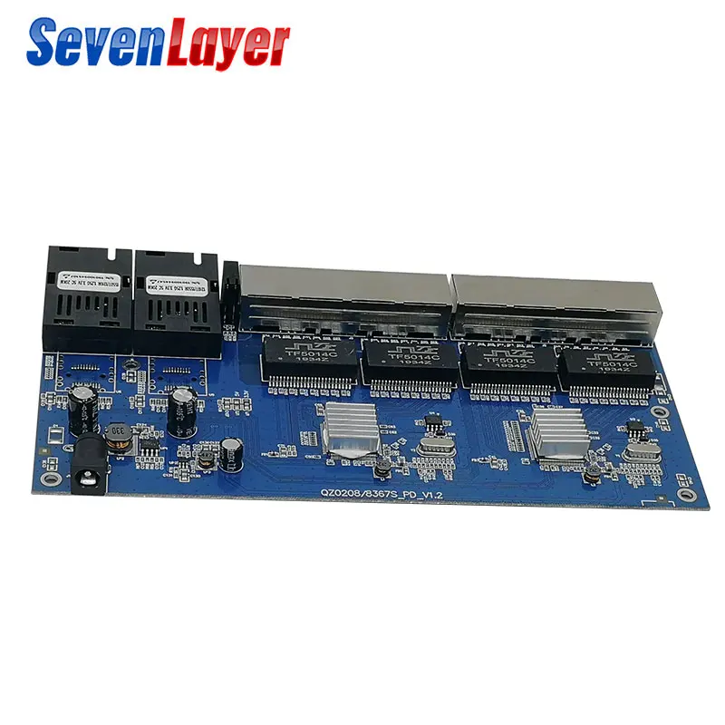 Reverse POE Switch 2F8E Gigabit Fast Ethernet switch Converter Ethernet Fiber Optical Media Converter PCBA  12VIN 12VOUT