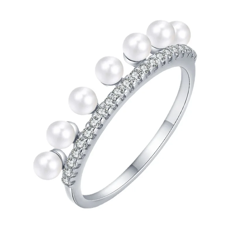 

High-Grade Luxury Fashion S925 Silver Women's Exquisite Romantic Pearl Zircon Ring