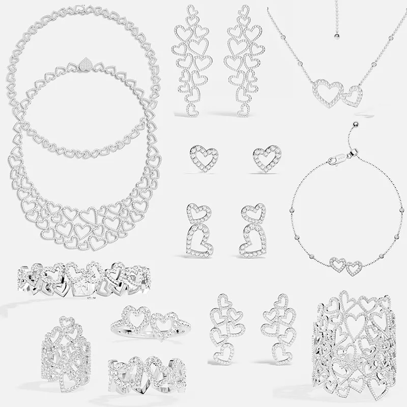

LIDU Новые полые серьги из серебра 925 пробы в форме сердца, ожерелья, браслеты и кольца, разработанные женскими роскошными дизайнерами
