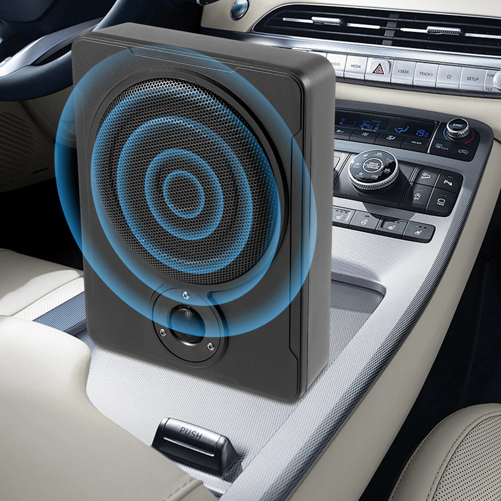 

600W 8inch Under-Seat Powered Subwoofer Sub Bass Speaker Car/Truck Sub w/ Amp