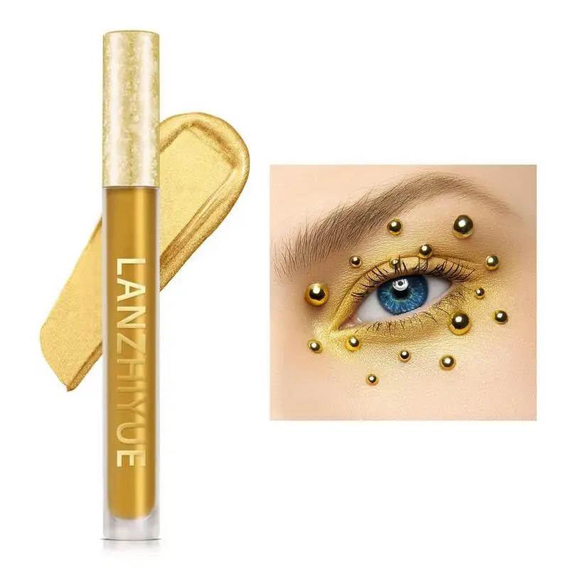 Brillo de labios dorado resistente al agua, 2 en 1 brillo de labios de Metal, maquillaje de sombra de ojos brillante y lápiz labial líquido de larga duración para mujeres y