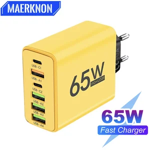 65W USB C CARGADOR 6 Puertos Cargador de pared de carga rápida para iPhone 15 14 Pro Max Samsung Galaxy S23 Xiaomi 14 Cargador de teléfonos móviles 6 mejores ventas Ugreen 65W - №6