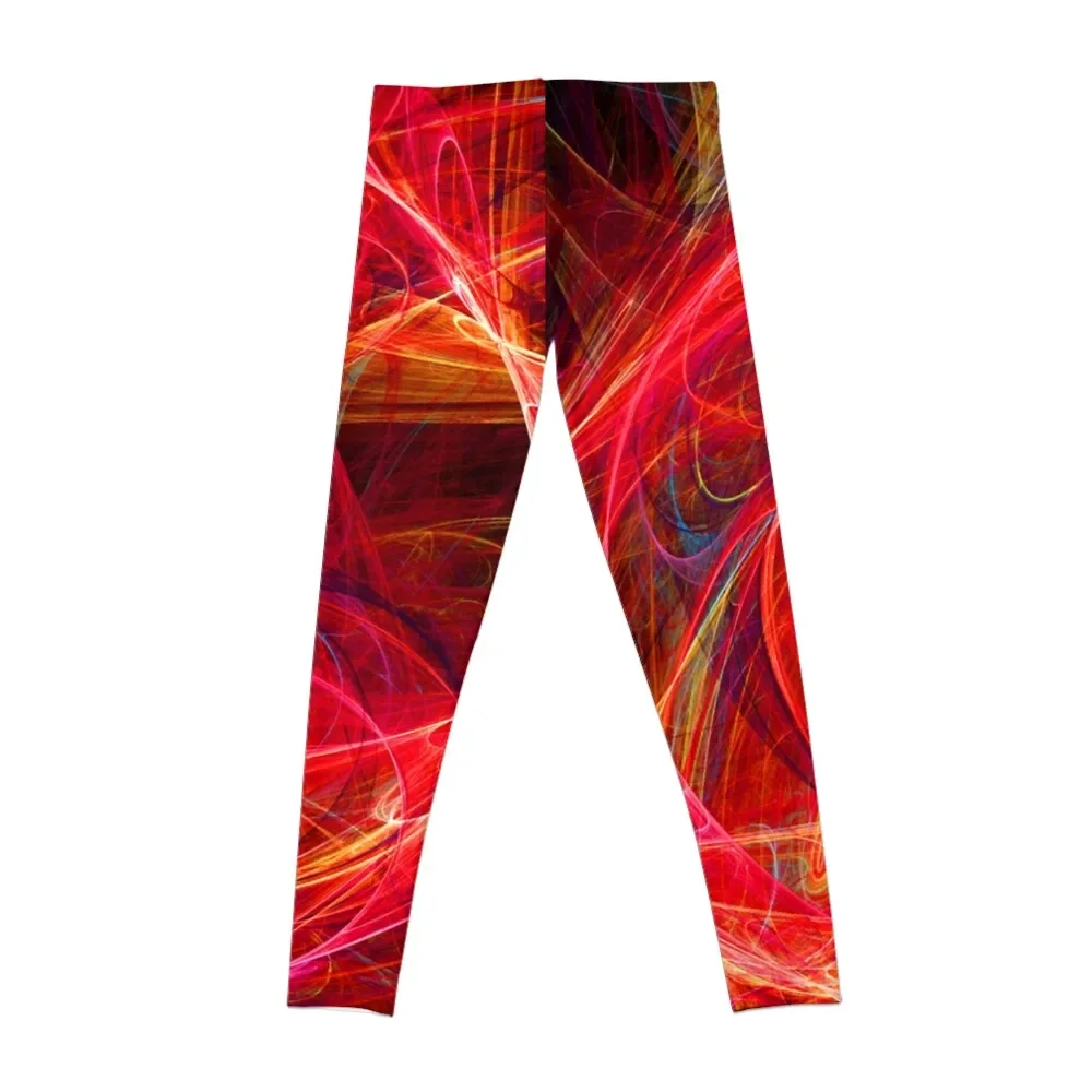 CRAZY PHOTON Vibrant Red Brown YellowFractal Swirls Leggings gym's sportswear harem pants sport set Sweatpants Womens Leggings