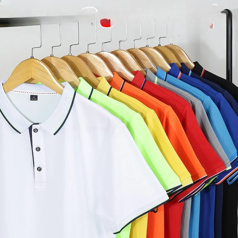 ملابس عمل صيفية سريعة الجفاف بطية صدر ، قميص بولو موحد مخصص ، شعار مطبوع بأكمام قصيرة ، ملابس عمل من المصنع ، سوبر ماركت