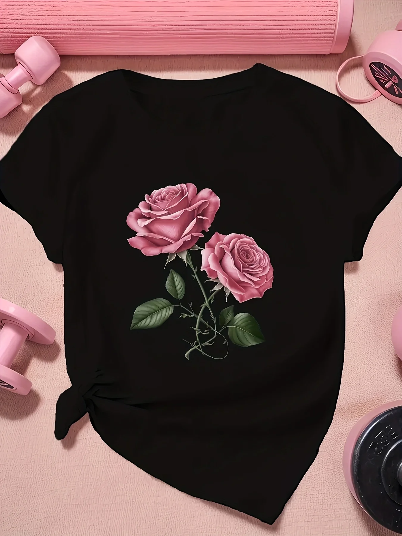 

Fashionable Letter Print Women'S T-shirt Comfortable And Relaxing, Round Neck, Suitable For All Seasons, Elegant And Casual Top
