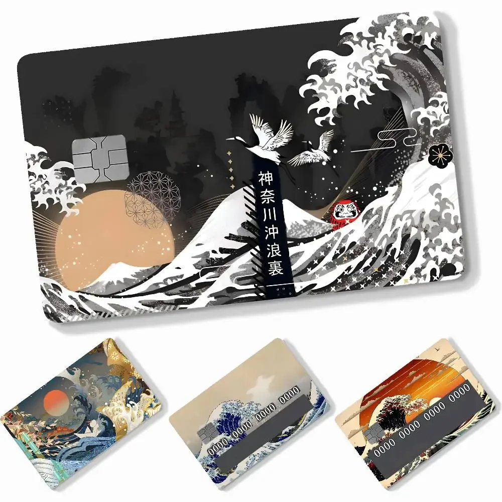 Japan The Great Wave of Kanagawa  4pcs Credit Card Skin Stickers Suitable for Bank  Transit Pass Decorative Cover