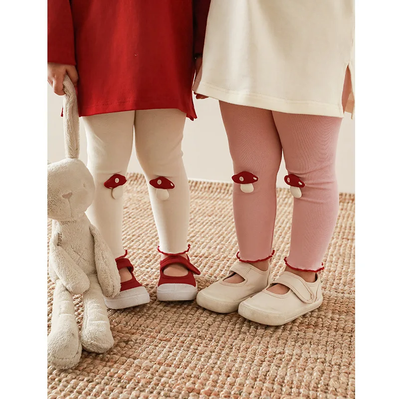 Girls Cute Mushroom Underpants 2024 Spring New Korean Children's Pants